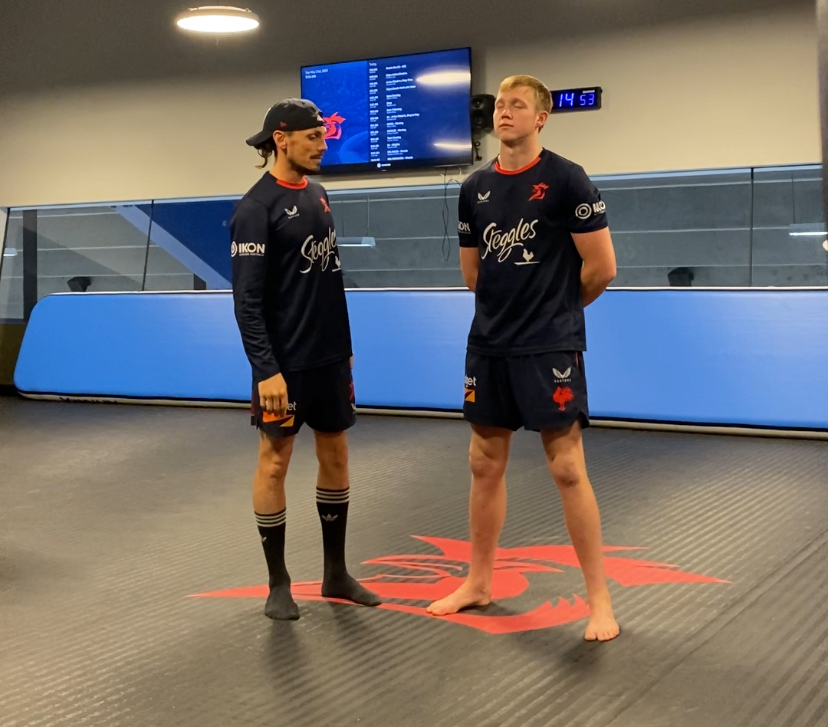 Velan training with a Sydney Roosters athlete